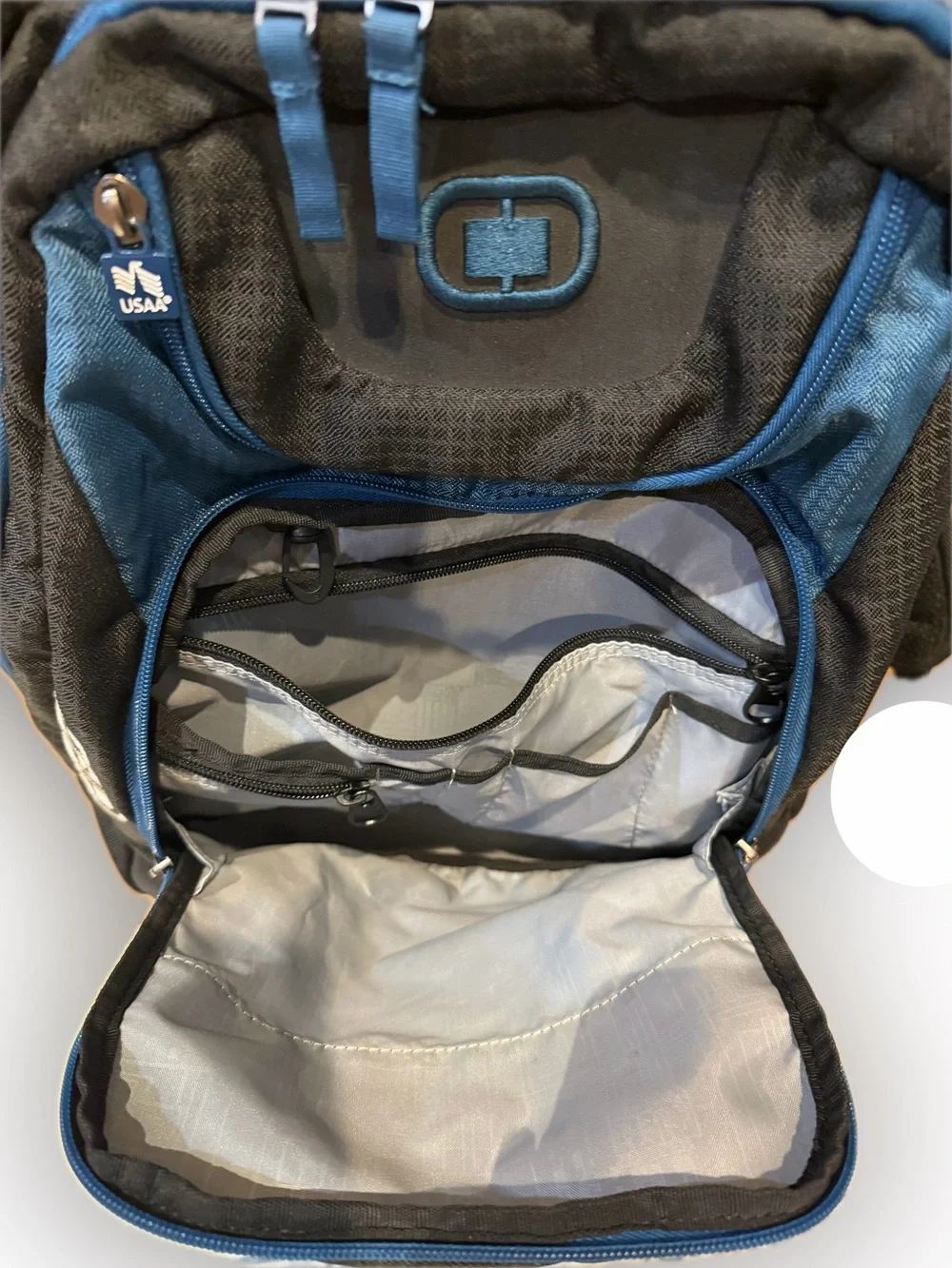 OGIO USAA Backpack Blue Black Laptop Travel School Work Hiking Multi-Pocket EUC